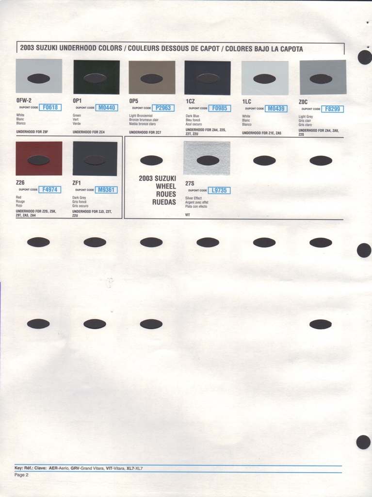 2003 Suzuki Paint Charts DuPont 2
